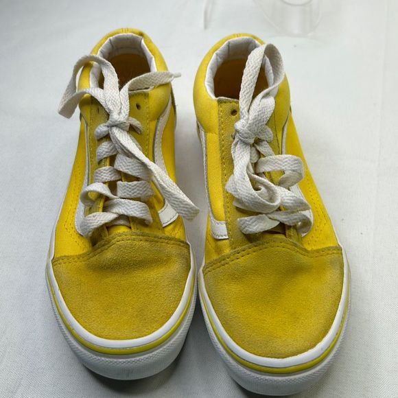 Vans Old Skool Rainbow Lace Cyber Yellow True White Kids Casual Shoes Size 1.5 - Picture 6 of 7
